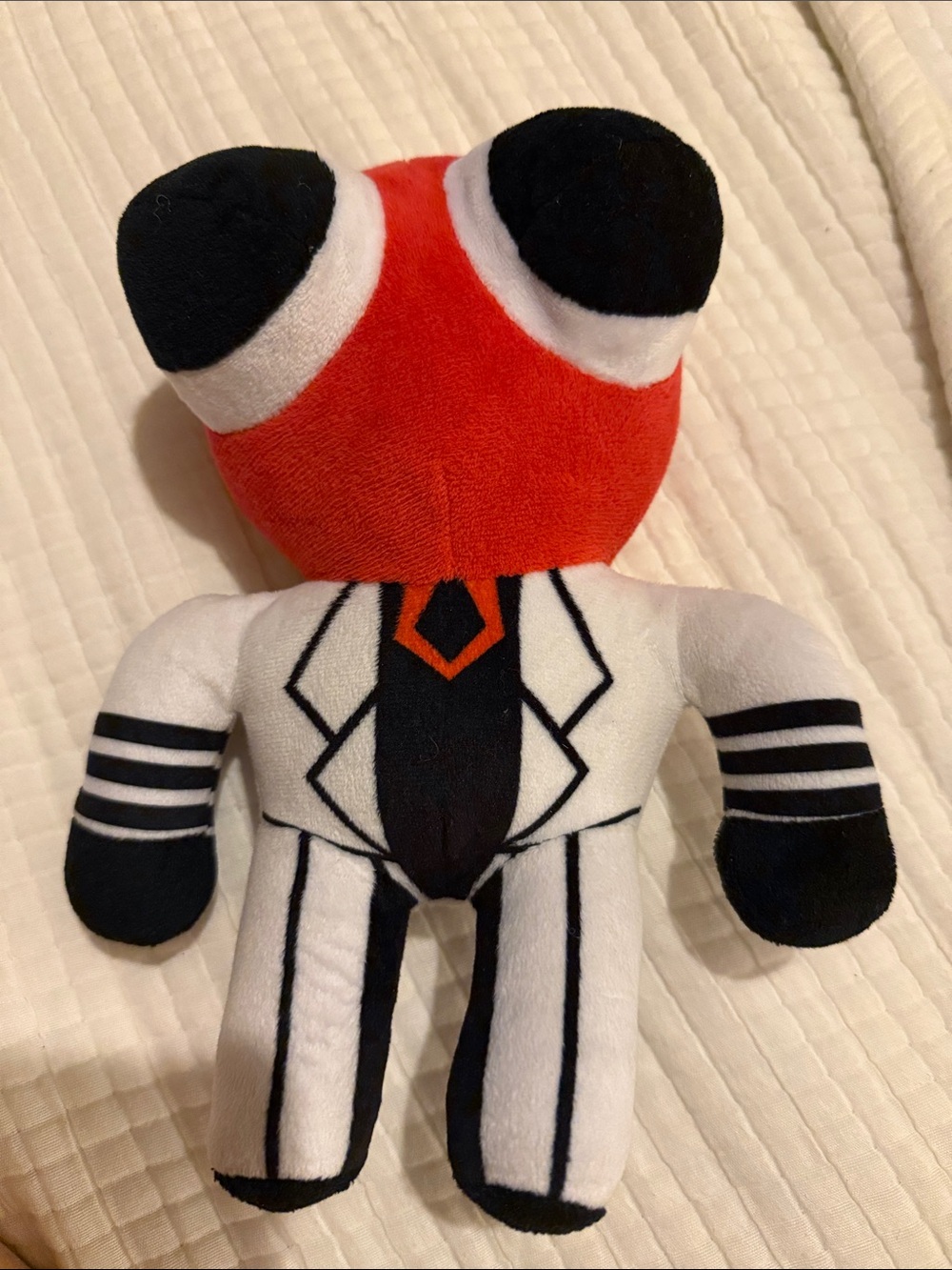Red from Roblox Red and Black Plush Toy in White Suit - Kids Toy